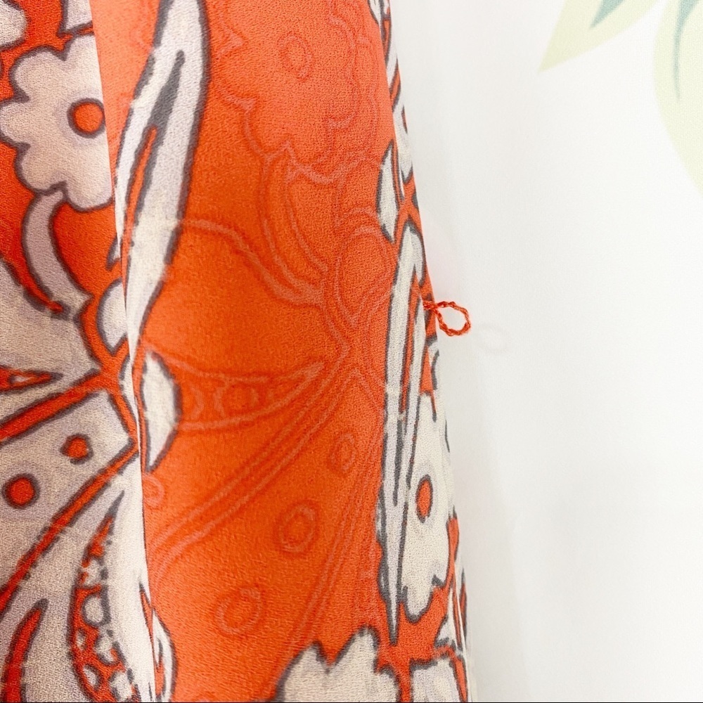 Loft Orange Paisley Floral Tropical Halter Mini Dress 0 - Picture 4 of 8